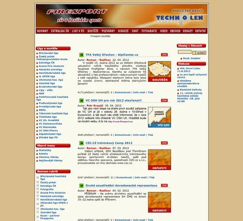 Webové stránky Firesport.cz v roce 2003